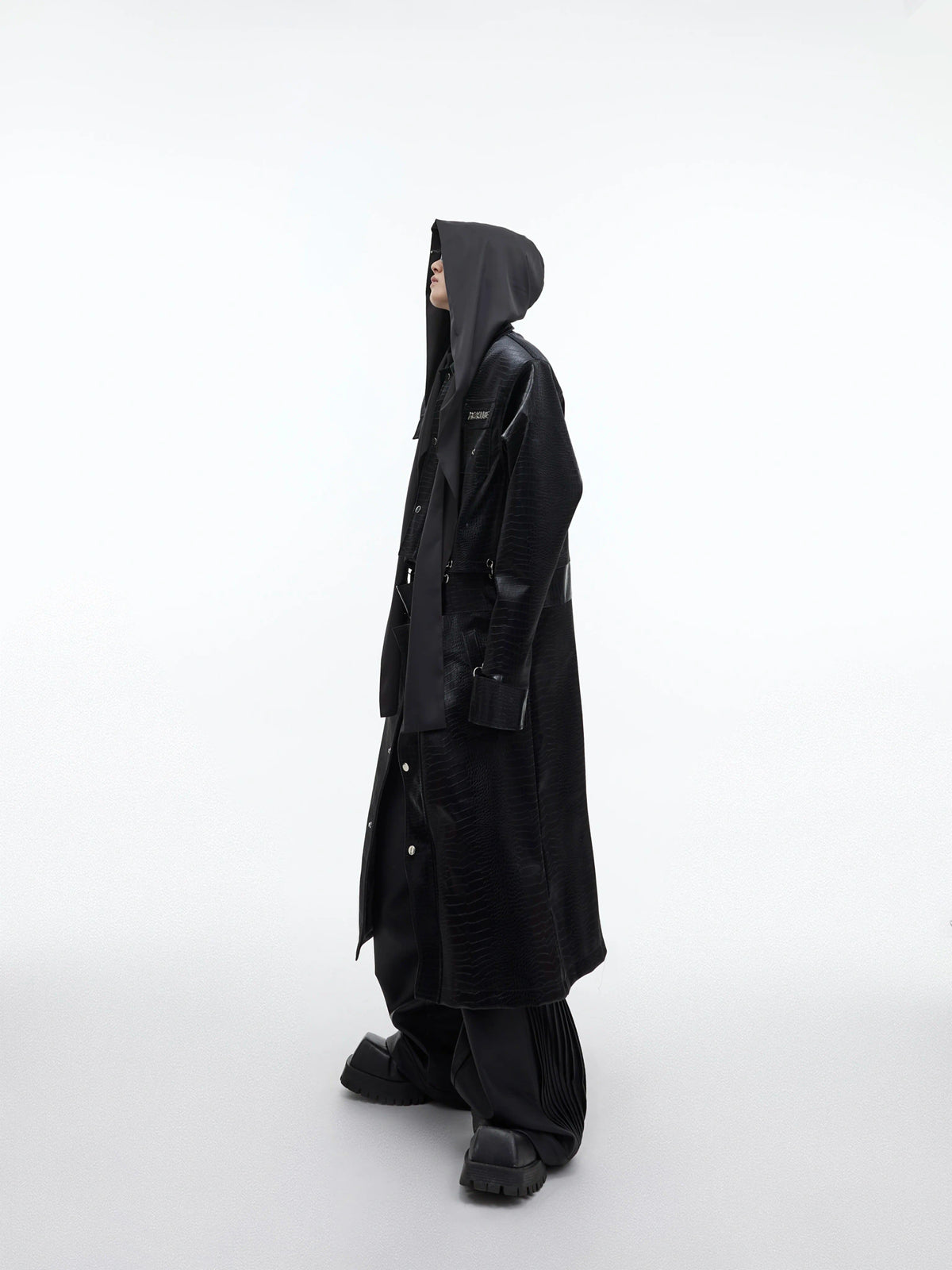Loose V-Neck Hooded Button-Front Cotton Shirt - main image 4