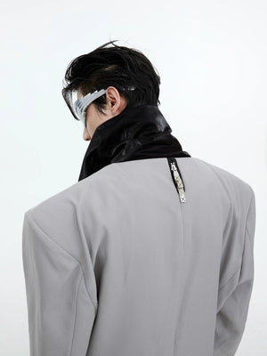 Color-Blocked Tie-Panel Double-Breasted Blazer - main image 4