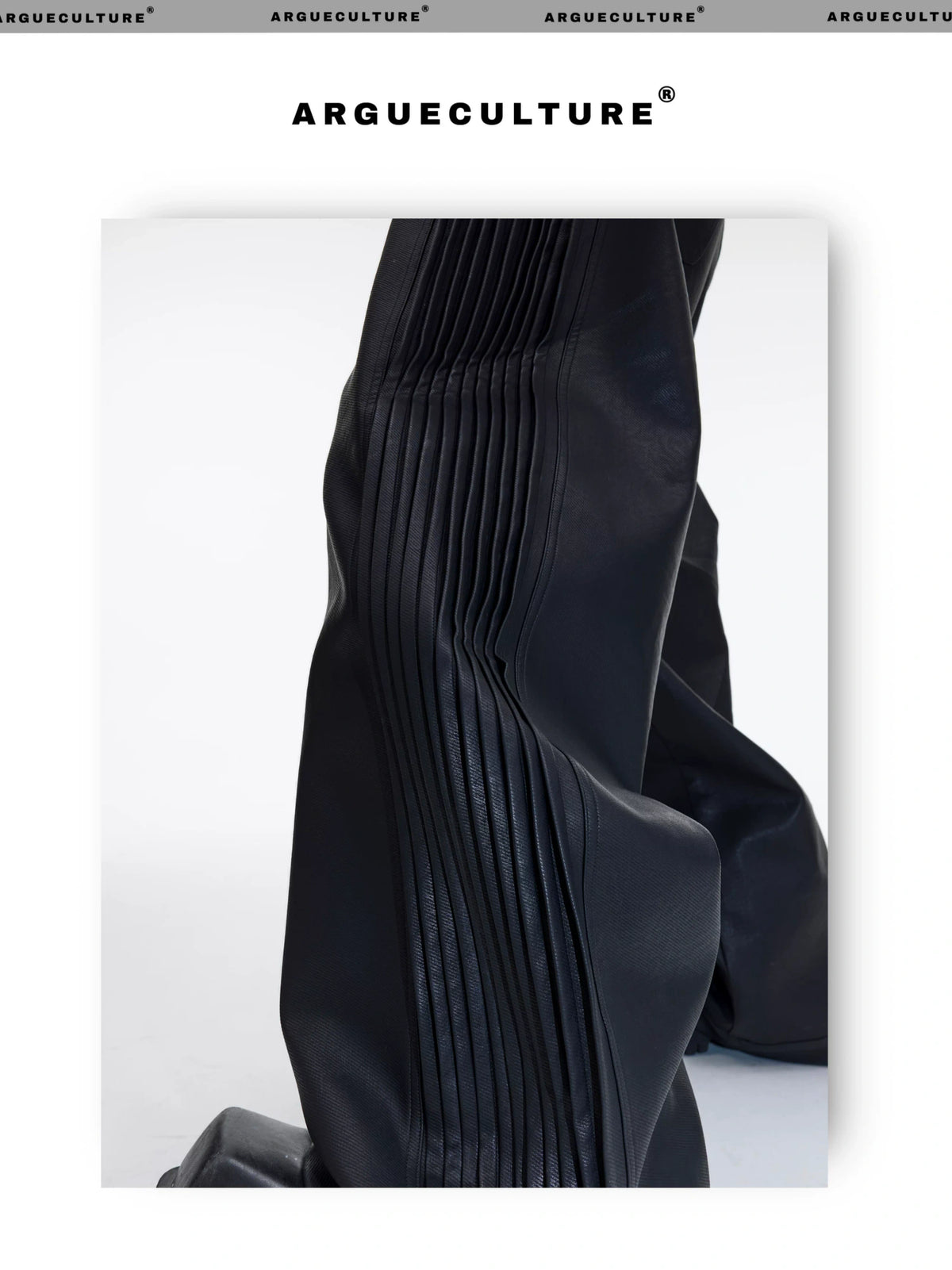 Matte PU Pleated Straight-Leg Pants | Black - description image 2