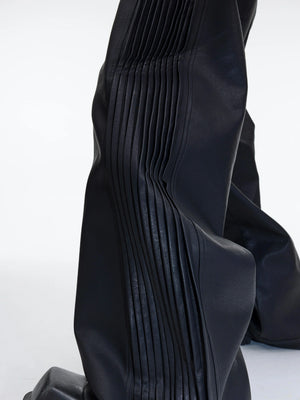 Matte PU Pleated Straight-Leg Pants | Black - main image 3