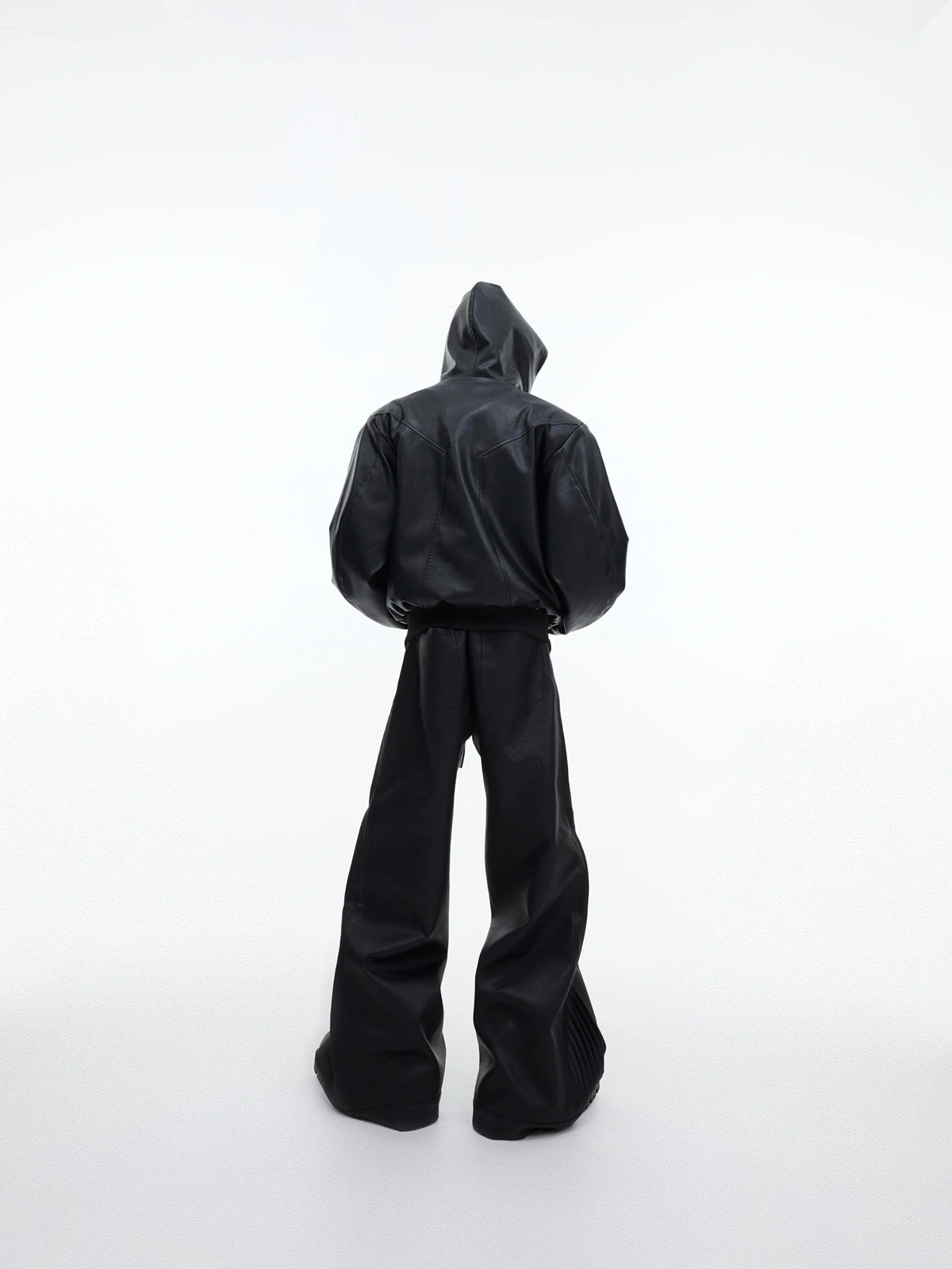 Matte PU Pleated Straight-Leg Pants | Black - main image 4