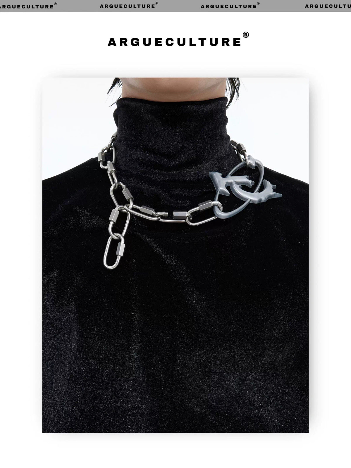 Silver Metal Lock-Buckle Pendant Necklace | Unisex - description image 5