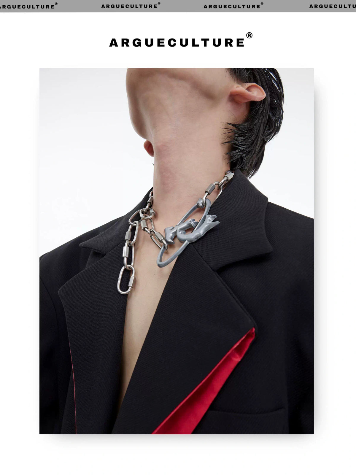 Silver Metal Lock-Buckle Pendant Necklace | Unisex - description image 8
