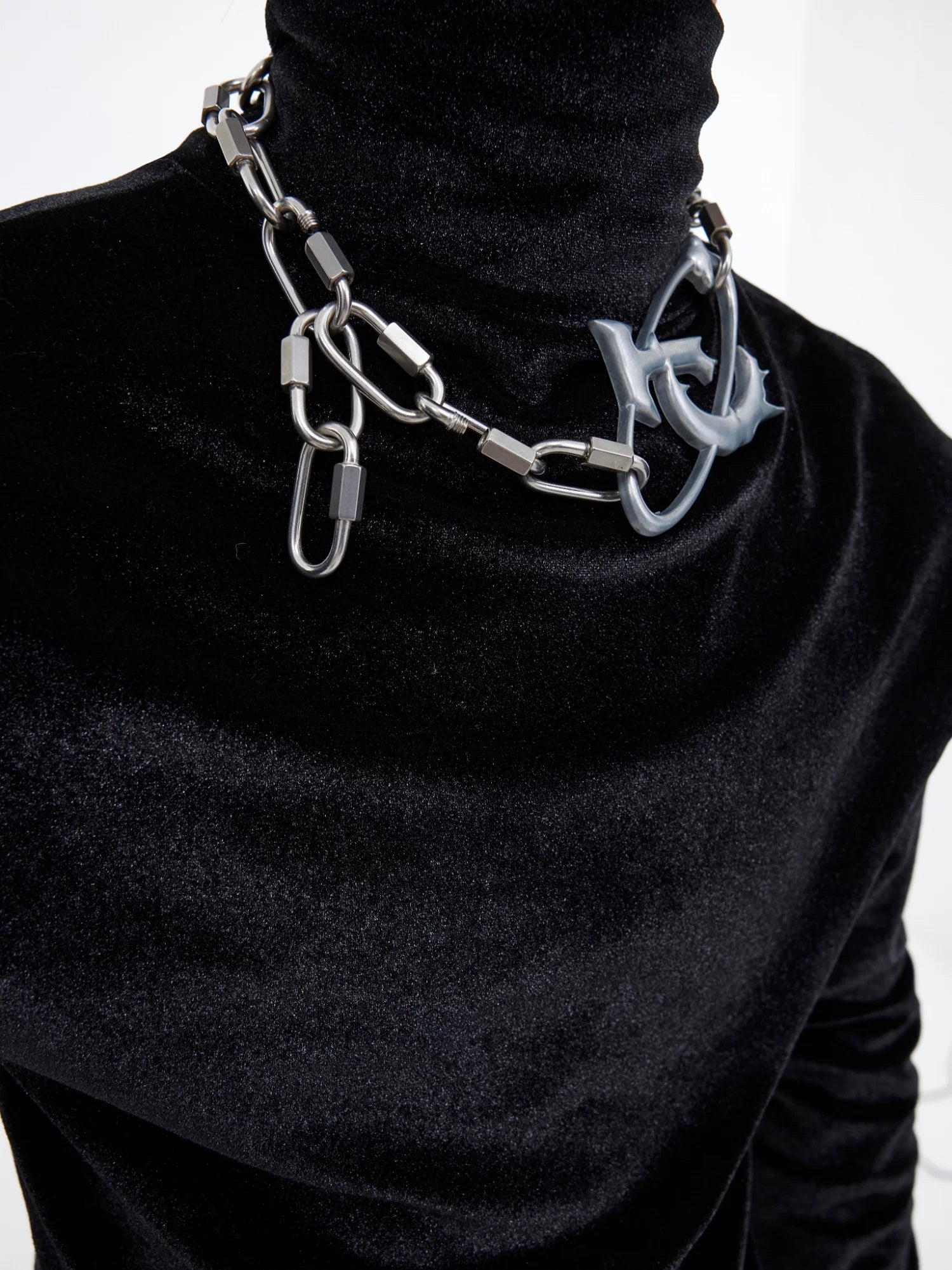 Silver Metal Lock-Buckle Pendant Necklace | Unisex - main image 4