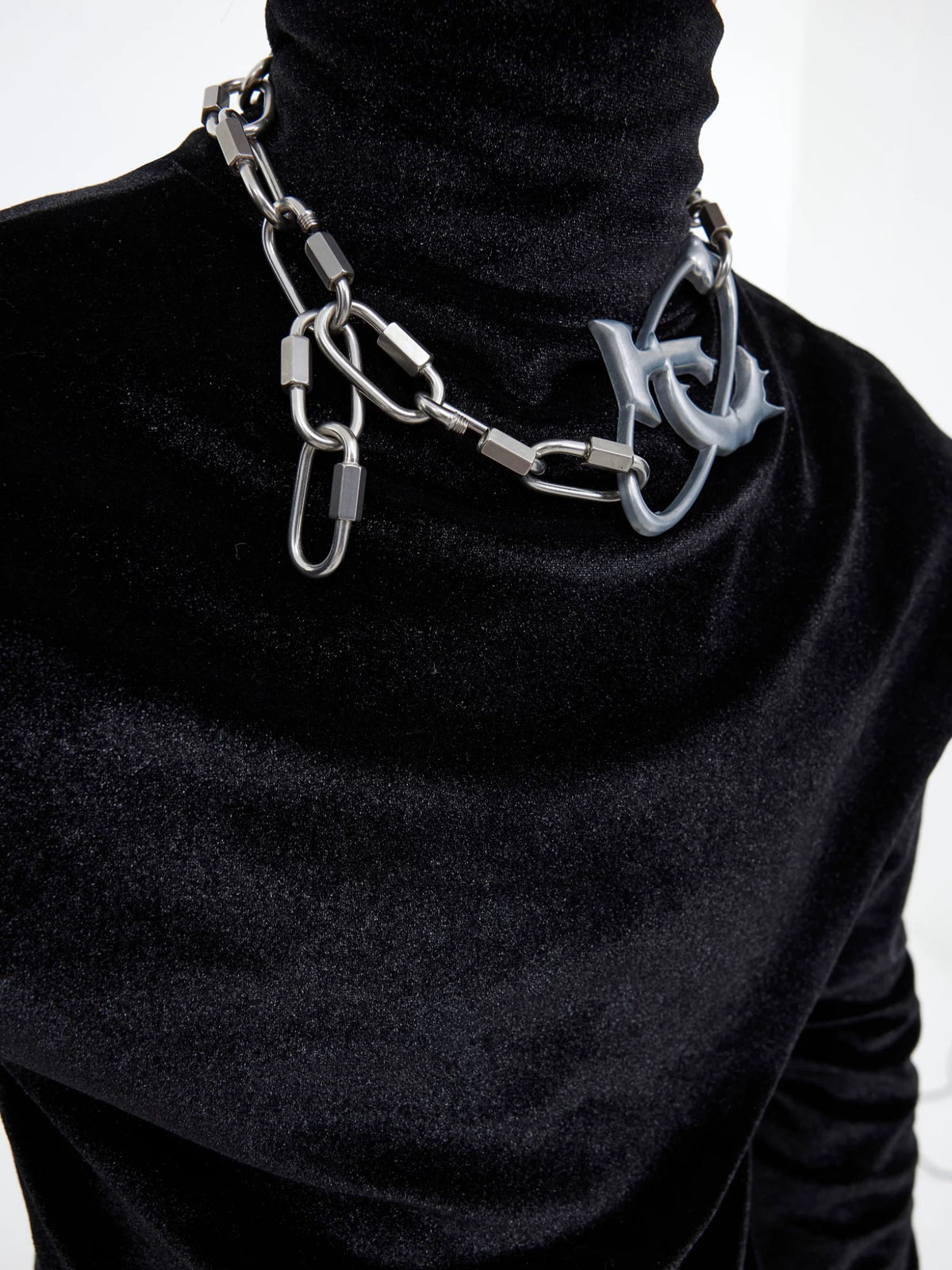Silver Metal Lock-Buckle Pendant Necklace | Unisex - main image 4