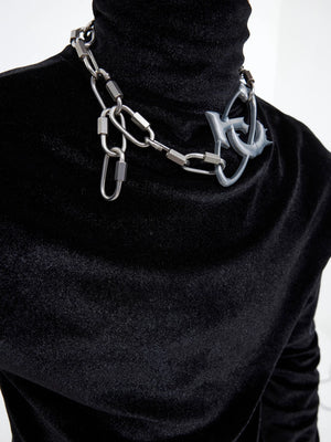 Silver Metal Lock-Buckle Pendant Necklace | Unisex - main image 4