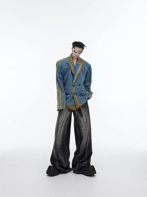 High-Waist Graphite Black Distressed Wide-Leg Jeans - main image 2