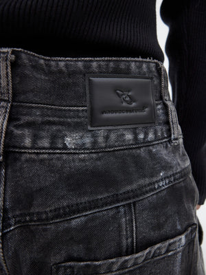 High-Waist Graphite Black Distressed Wide-Leg Jeans - main image 4