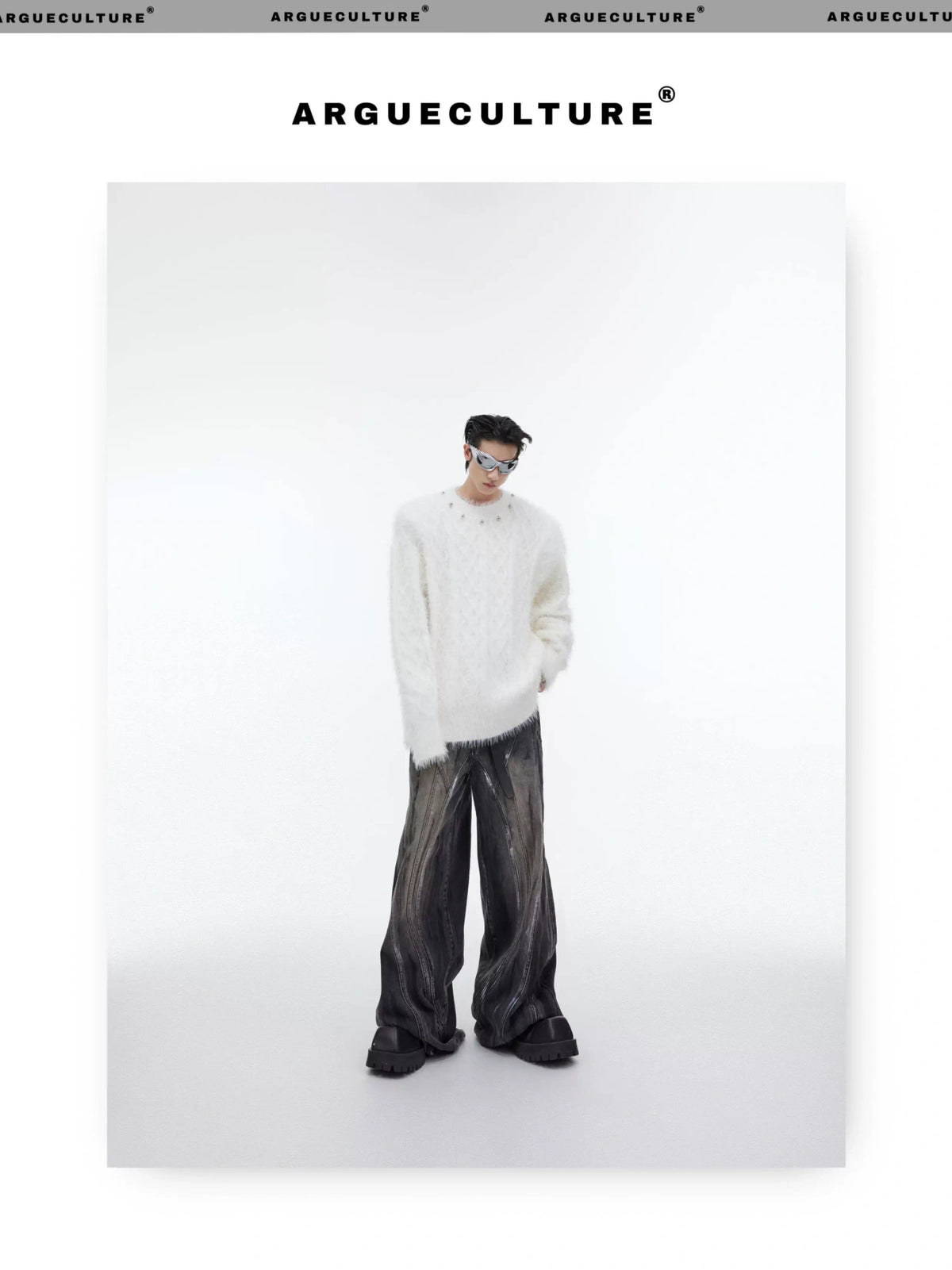 Relaxed Metal-Button Crewneck Knit Sweater - description image 1