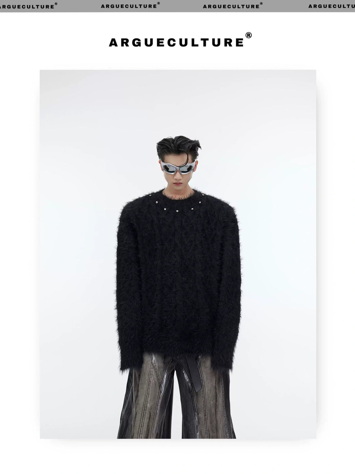 Relaxed Metal-Button Crewneck Knit Sweater - description image 8