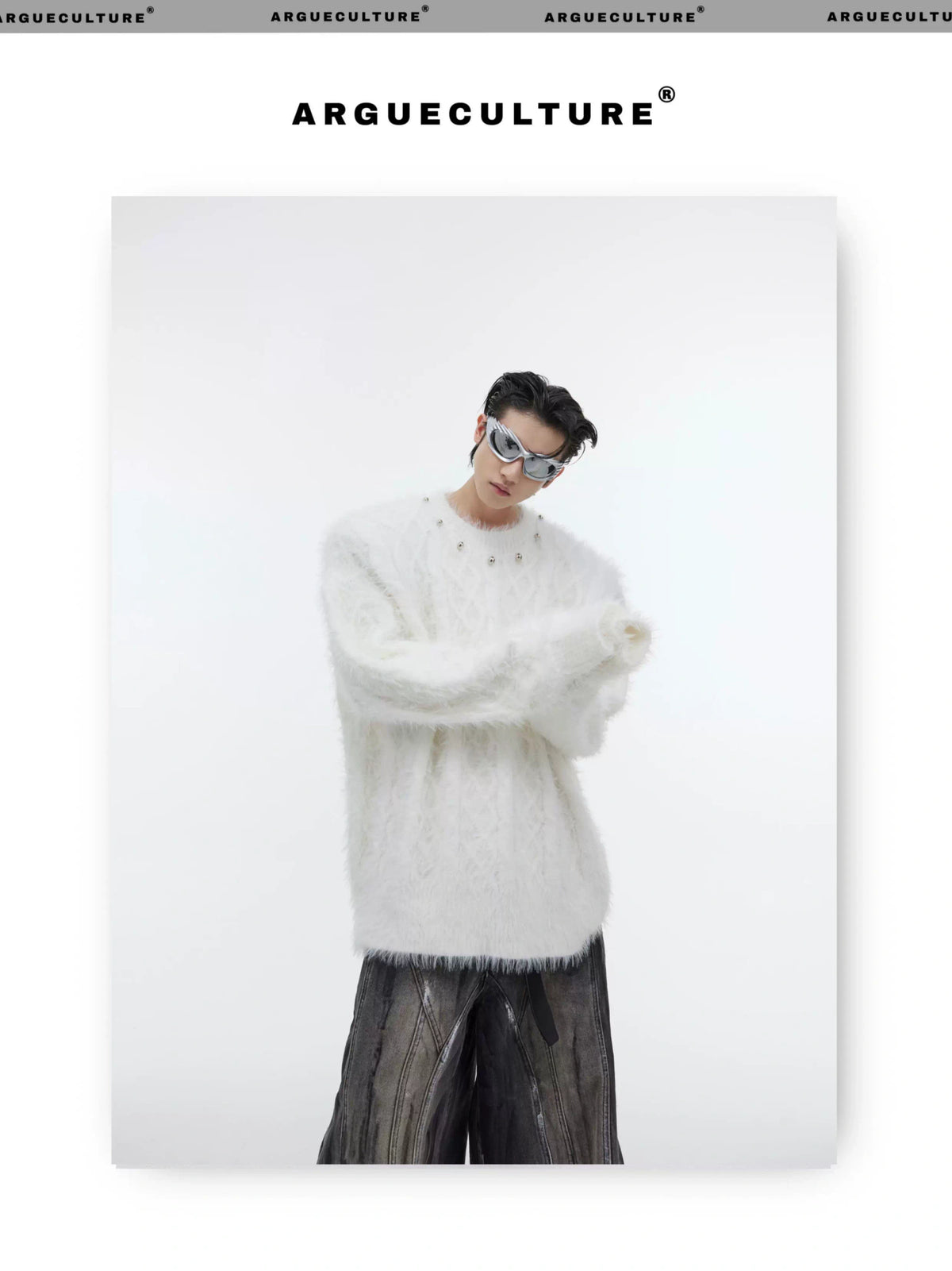 Relaxed Metal-Button Crewneck Knit Sweater - description image 10