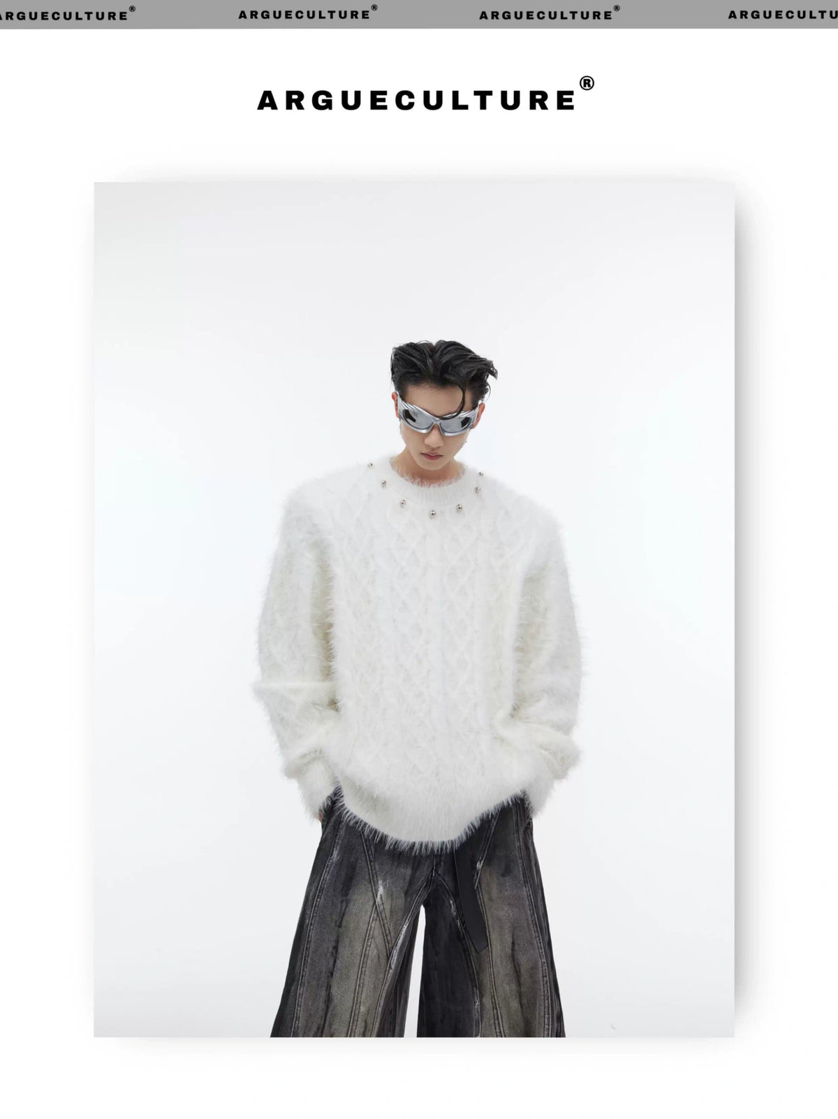 Relaxed Metal-Button Crewneck Knit Sweater - description image 15