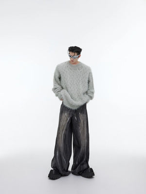 Relaxed Metal-Button Crewneck Knit Sweater - main image 5