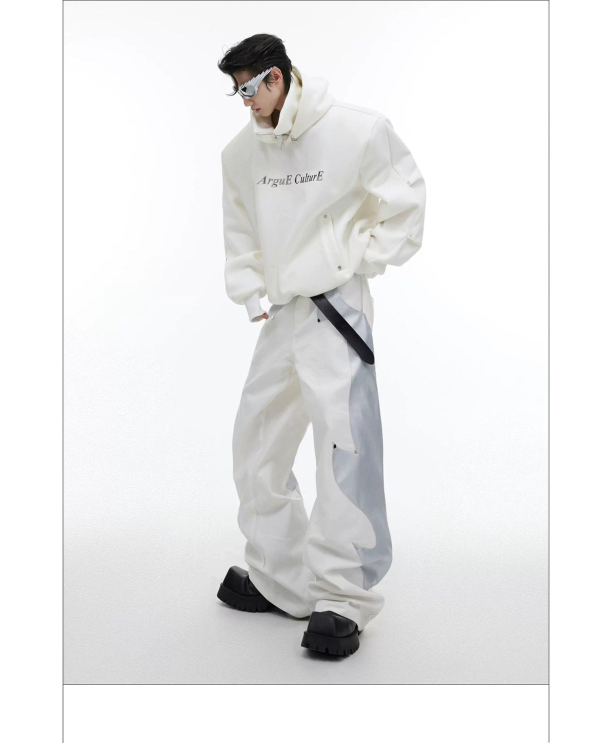 Deconstructed High-Neck Sequin Hoodie | Relaxed Fit - description image 6