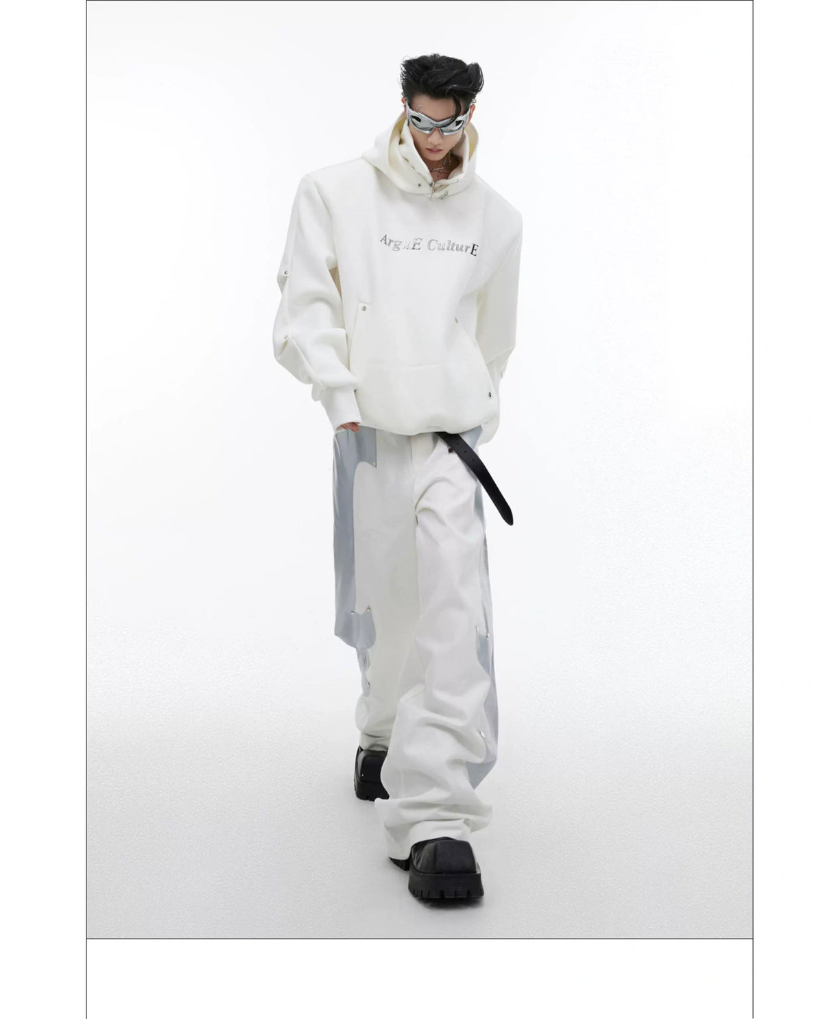 Deconstructed High-Neck Sequin Hoodie | Relaxed Fit - description image 8