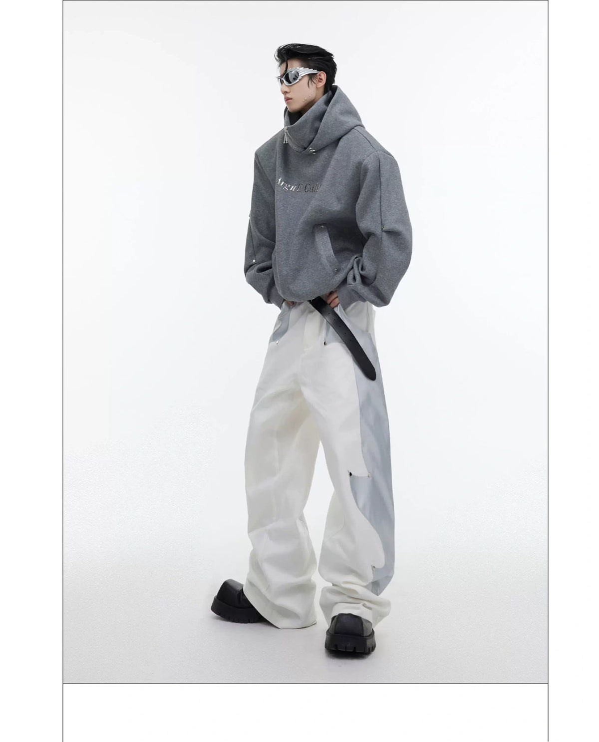 Deconstructed High-Neck Sequin Hoodie | Relaxed Fit - description image 14