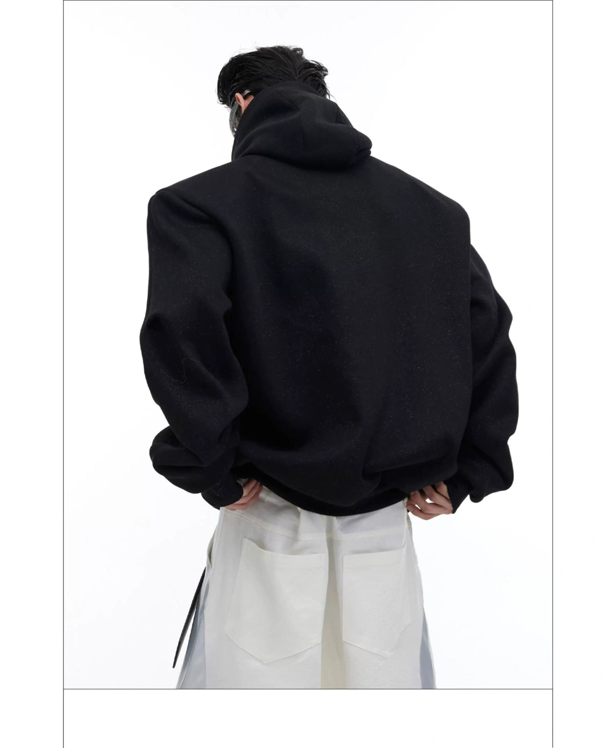 Deconstructed High-Neck Sequin Hoodie | Relaxed Fit - description image 18