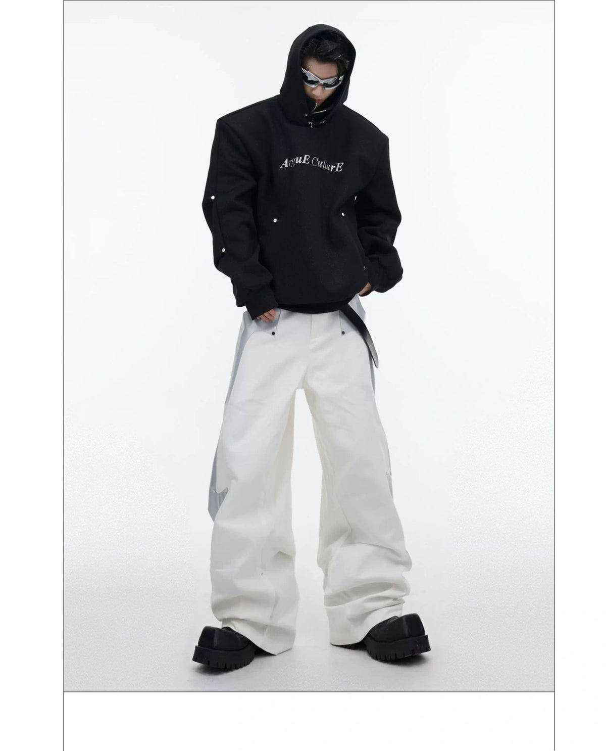 Deconstructed High-Neck Sequin Hoodie | Relaxed Fit - description image 19