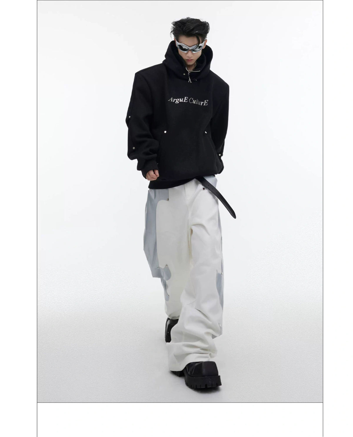 Deconstructed High-Neck Sequin Hoodie | Relaxed Fit - description image 21