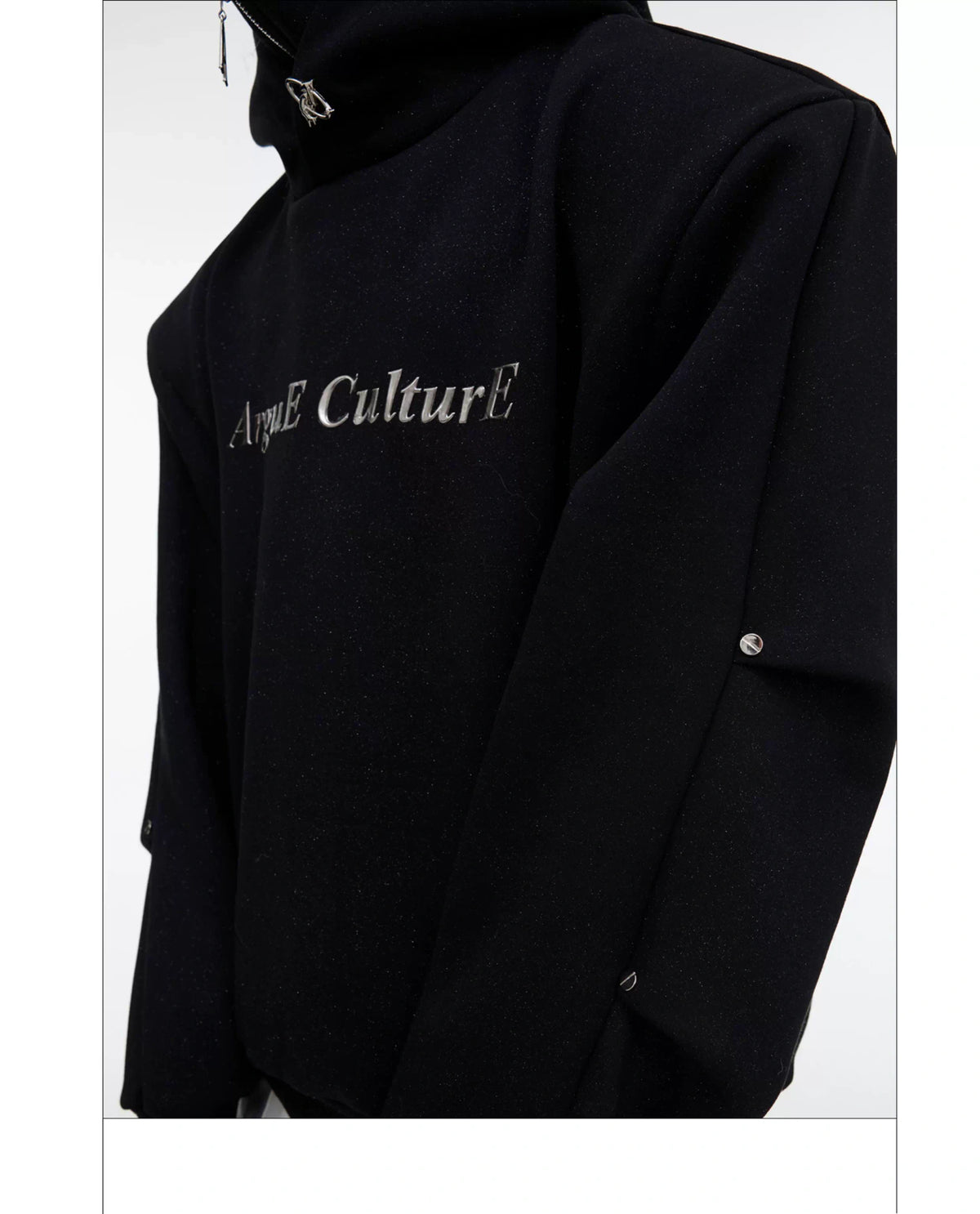 Deconstructed High-Neck Sequin Hoodie | Relaxed Fit - description image 22