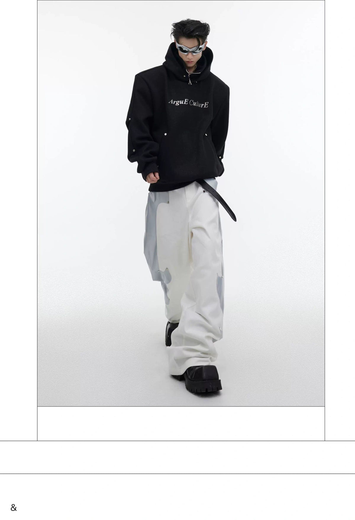 Deconstructed High-Neck Sequin Hoodie | Relaxed Fit - description image 23
