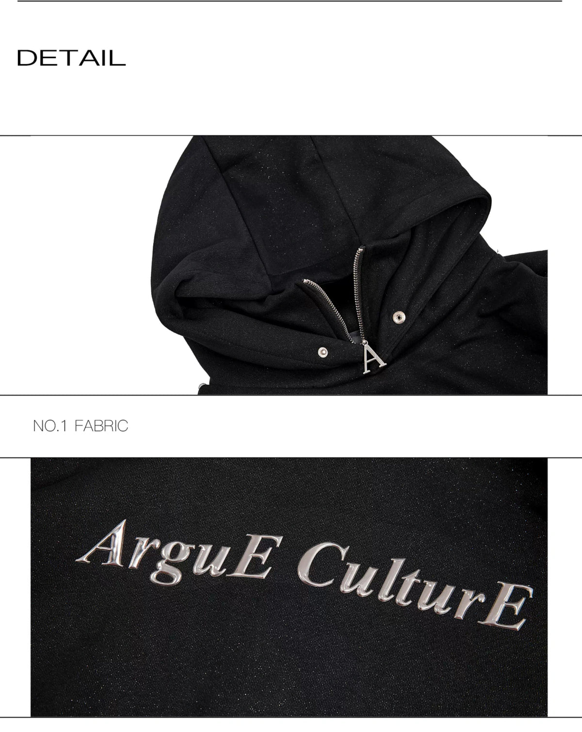 Deconstructed High-Neck Sequin Hoodie | Relaxed Fit - description image 25