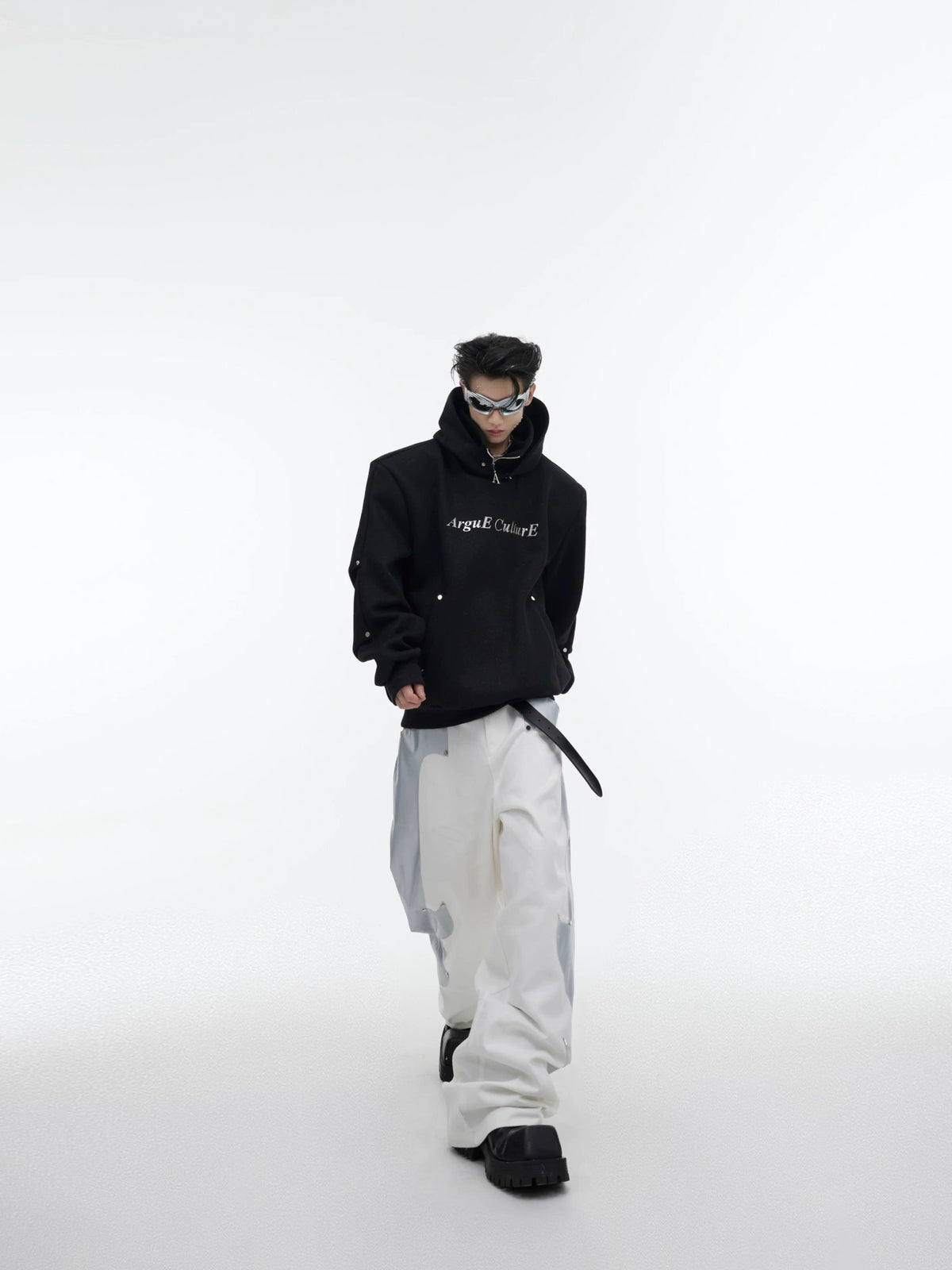 Deconstructed High-Neck Sequin Hoodie | Relaxed Fit - main image 4