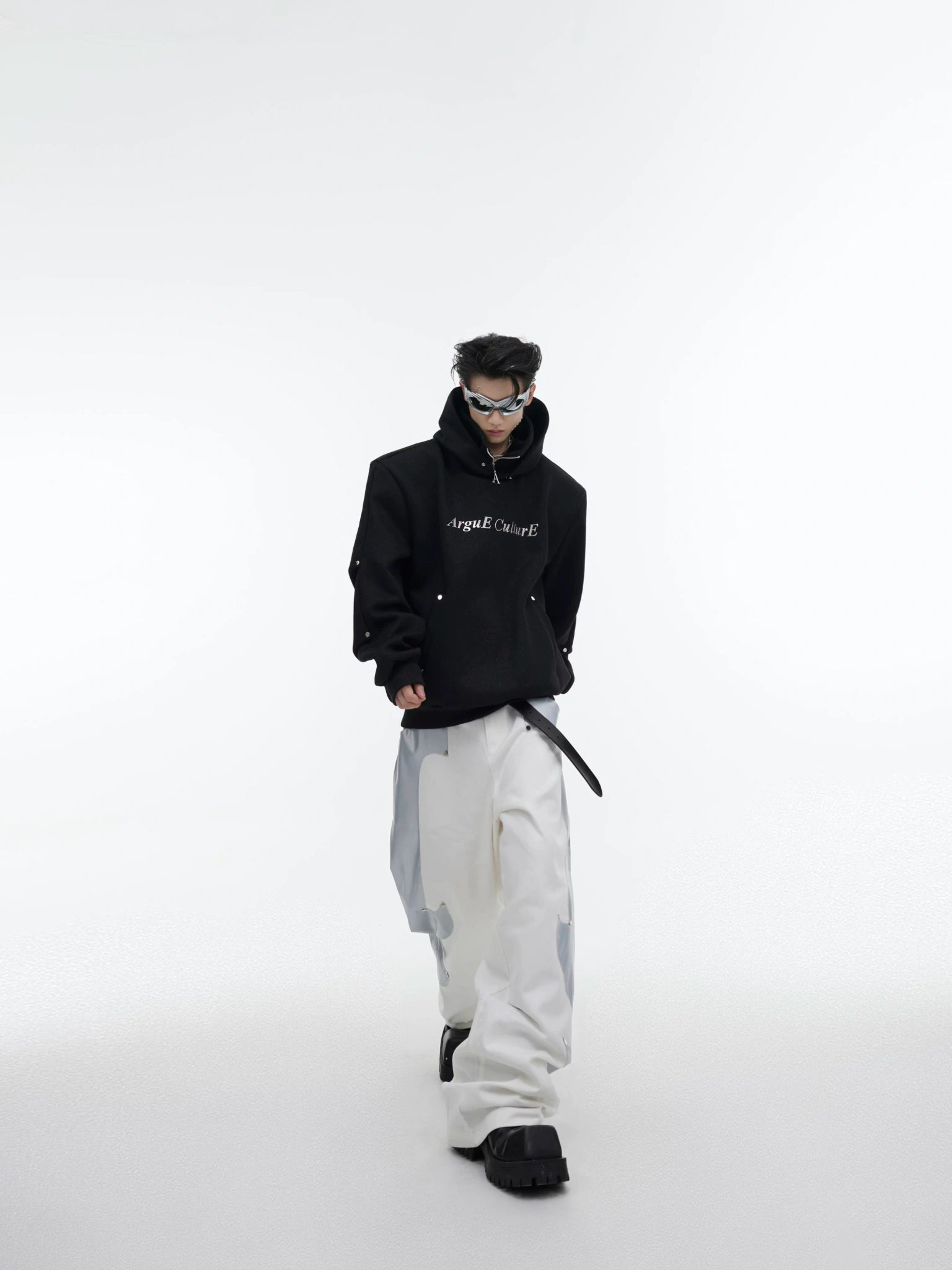 Deconstructed High-Neck Sequin Hoodie | Relaxed Fit - main image 4