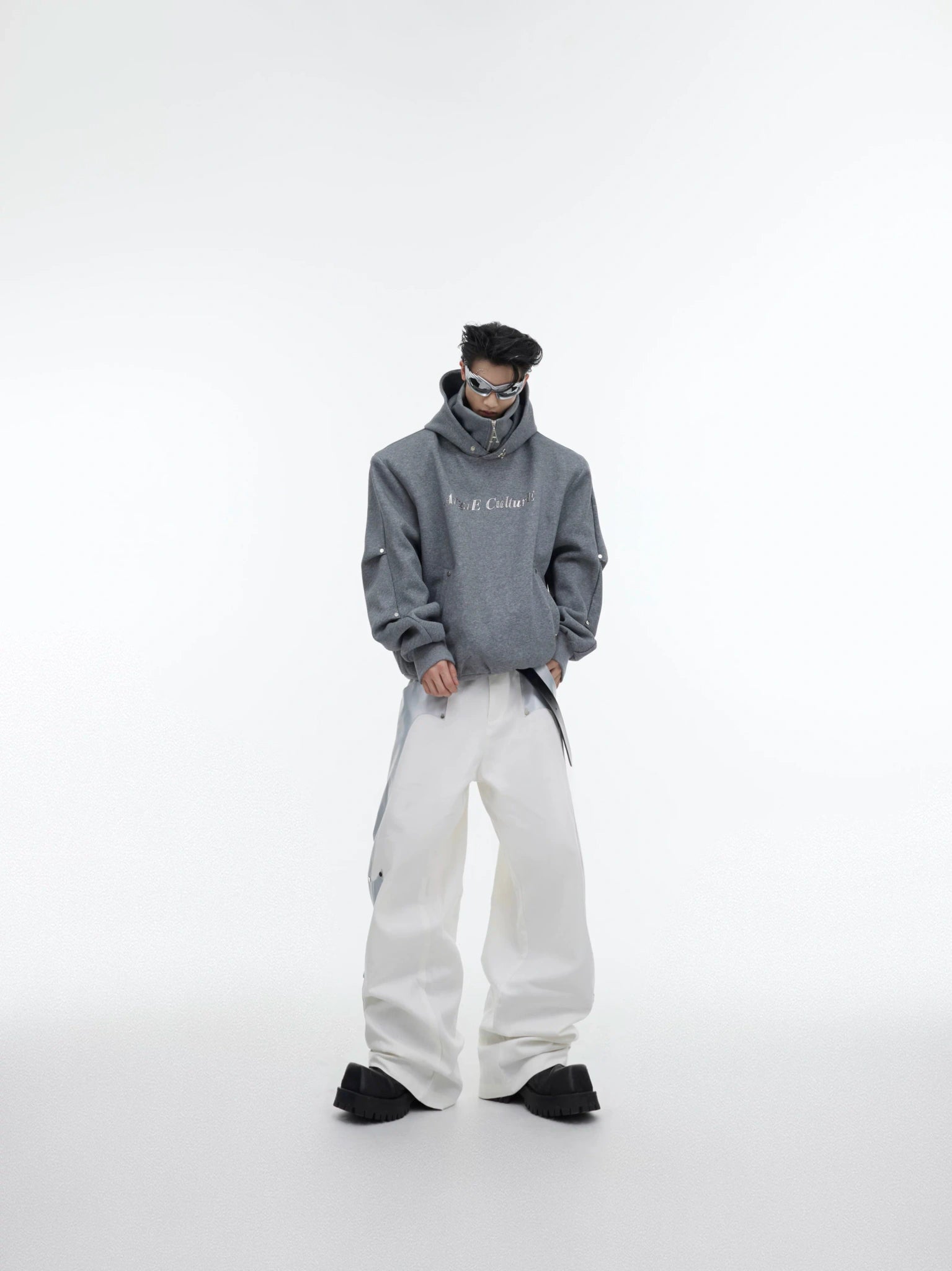 Deconstructed High-Neck Sequin Hoodie | Relaxed Fit - main image 5