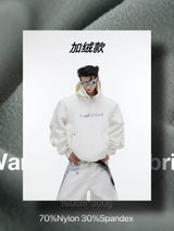 Deconstructed High-Neck Sequin Hoodie | Relaxed Fit - White Fleece-Lined Top