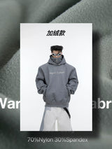 Deconstructed High-Neck Sequin Hoodie | Relaxed Fit - Gray Fleece-Lined Top