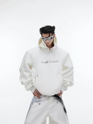Deconstructed High-Neck Sequin Hoodie | Relaxed Fit - White Top