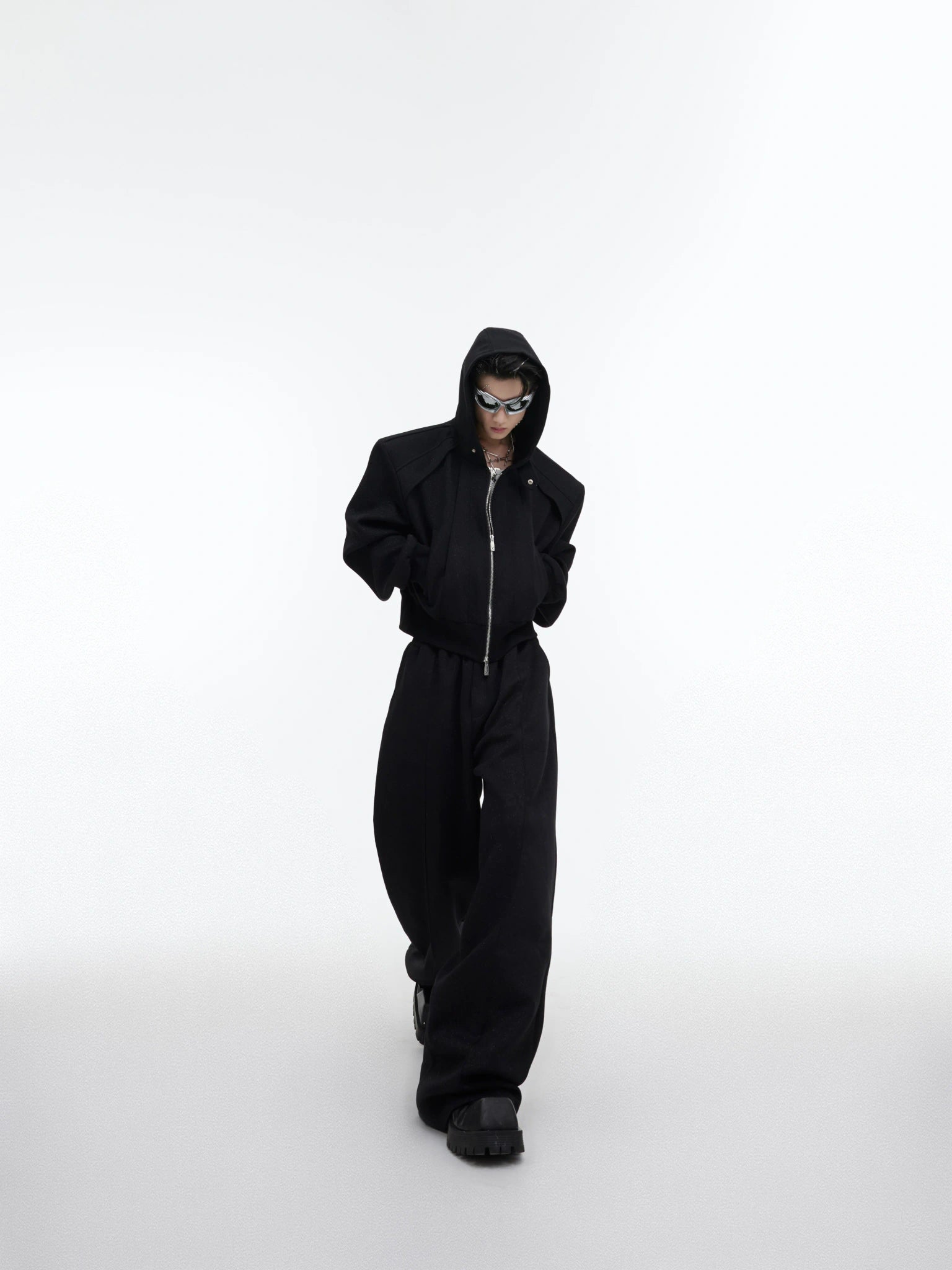 Shimmer Zip Hoodie & Pants Set | Avant-Garde Streetwear - main image 5