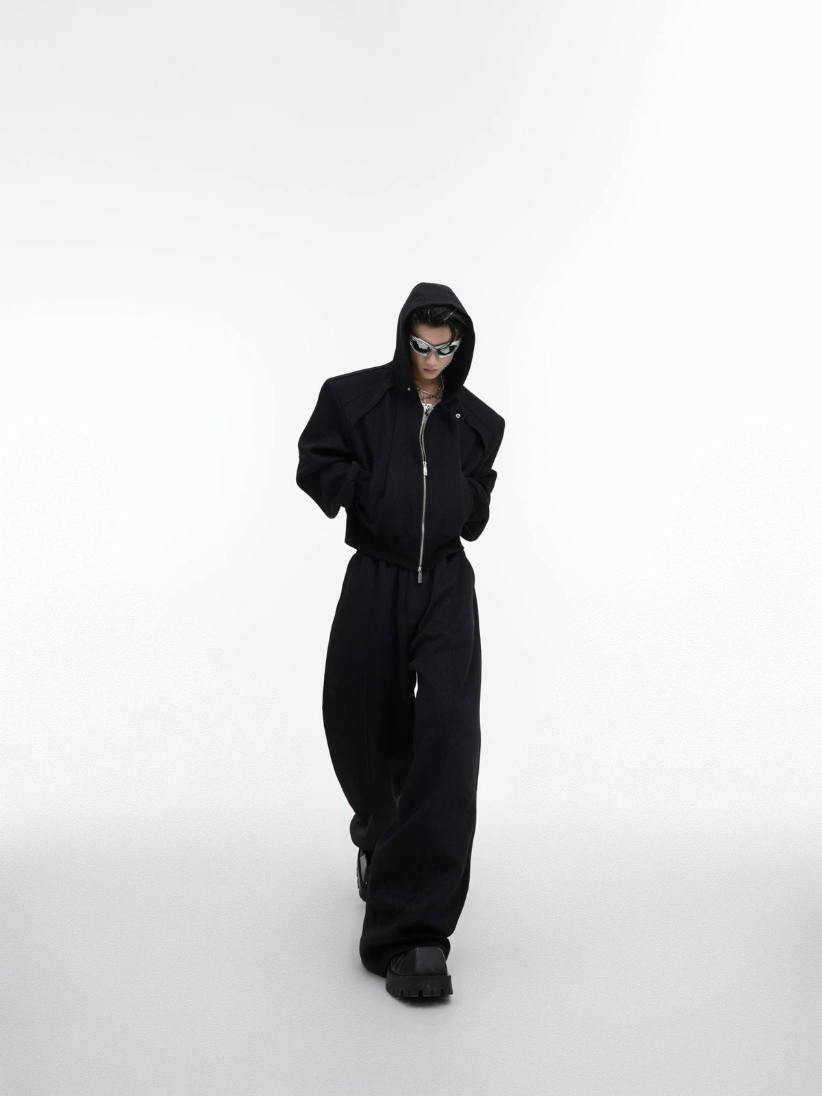 Shimmer Zip Hoodie & Pants Set | Avant-Garde Streetwear - main image 5