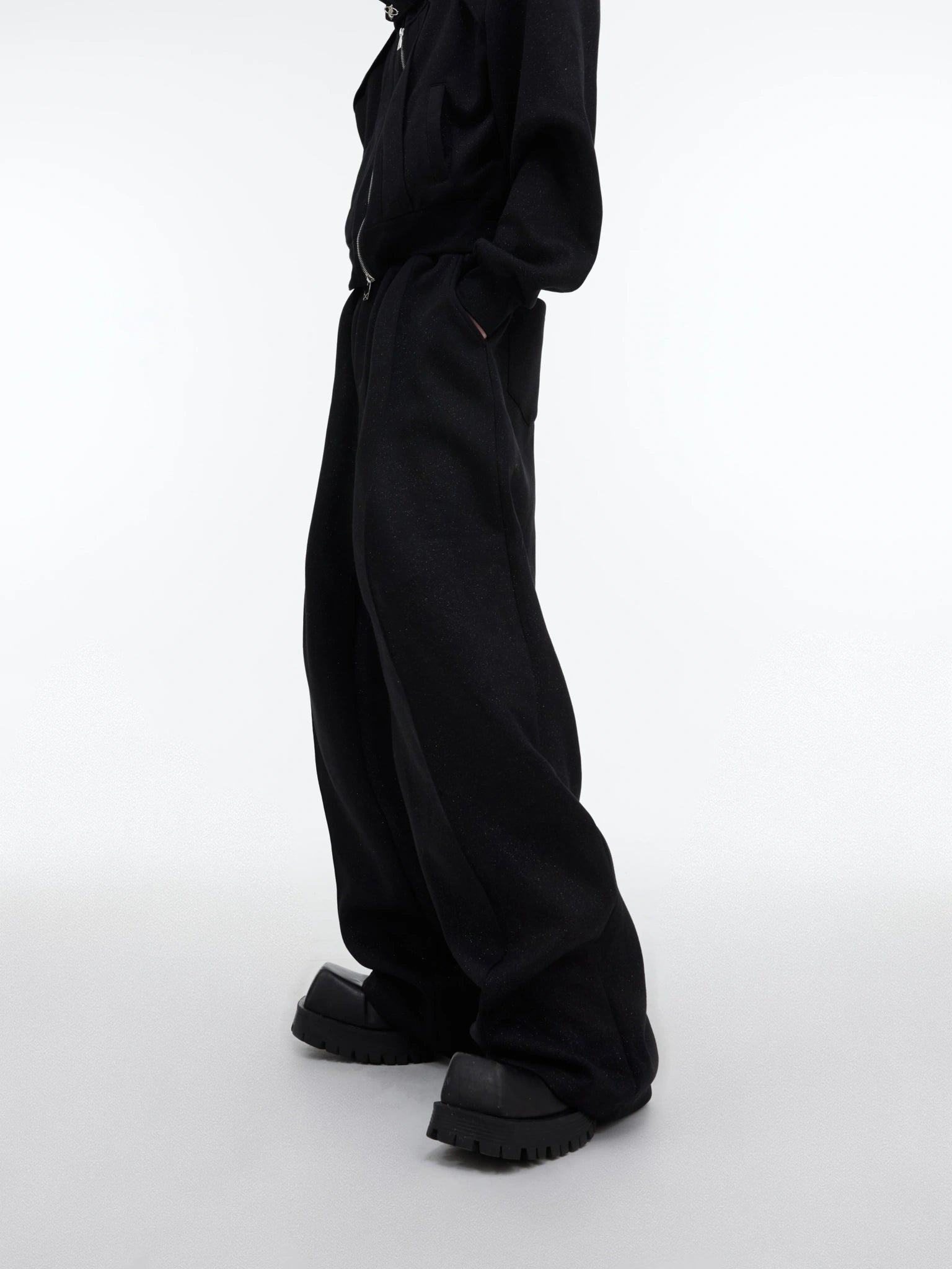 Shimmer Zip Hoodie & Pants Set | Avant-Garde Streetwear - Shimmer Black Pants