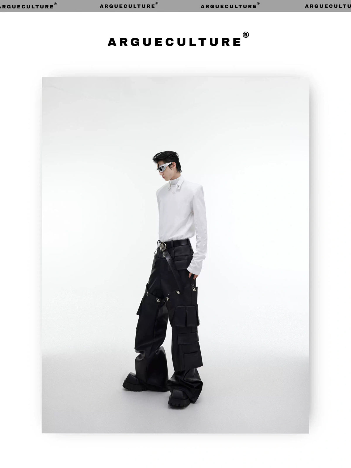 Fitted Cotton Blend Metal Logo Turtleneck Top - description image 9