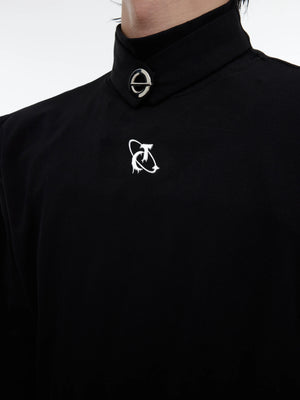 Fitted Cotton Blend Metal Logo Turtleneck Top - main image 3