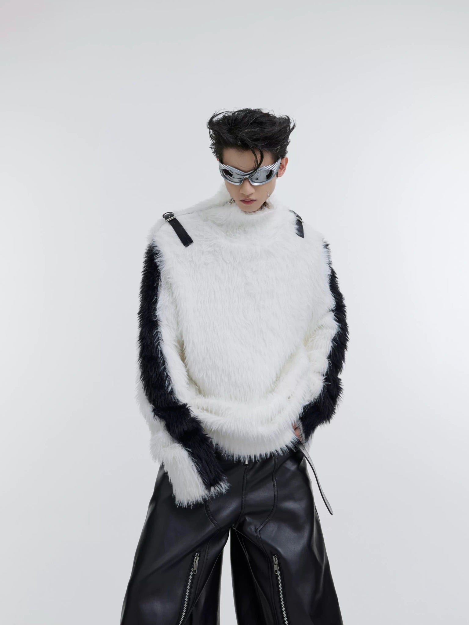 Metal Zip Striped Knit Sweater | Relaxed Crewneck - main image 1