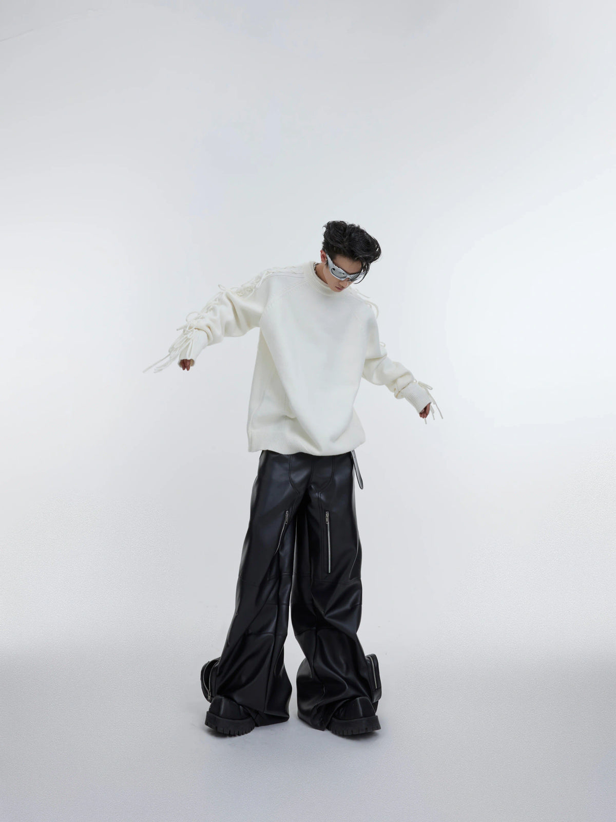 Deconstructed Fringe Pleated Knit Sweater | Unisex - main image 5