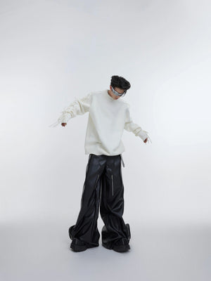 Deconstructed Fringe Pleated Knit Sweater | Unisex - main image 5