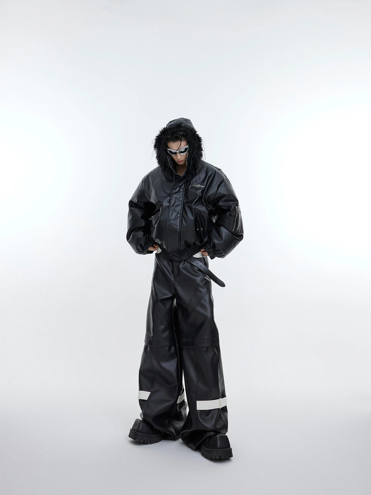 Hooded PU Padded Jacket with Relaxed Short Silhouette - main image 5