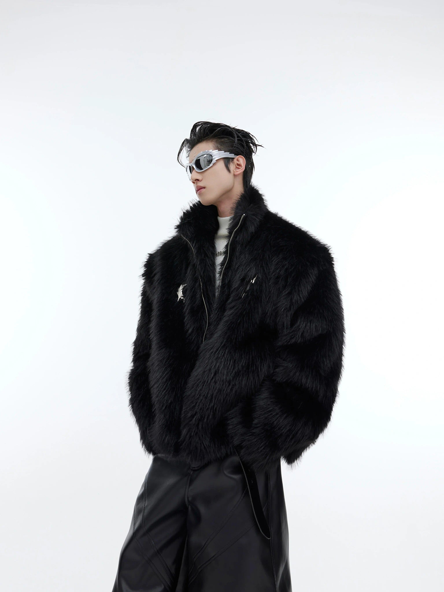 Relaxed Plush Zip Jacket in Black, Brown, or Yellow - main image 1