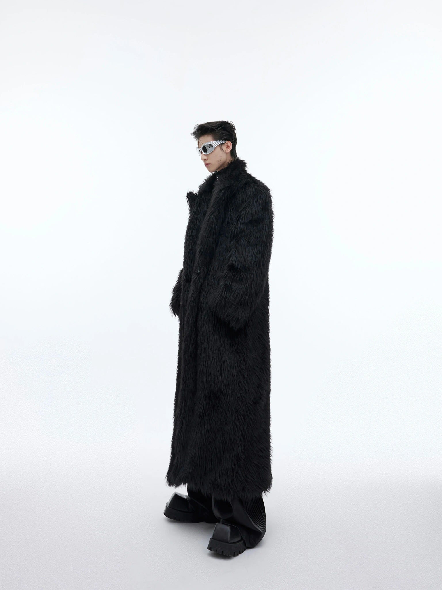 Oversized Faux Mink Fur Long Coat With Raglan Sleeves - main image 1