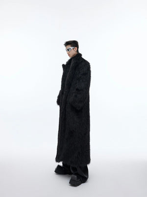 Oversized Faux Mink Fur Long Coat With Raglan Sleeves - main image 1