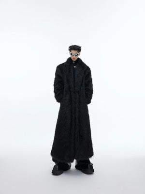 Oversized Faux Mink Fur Long Coat With Raglan Sleeves - main image 2