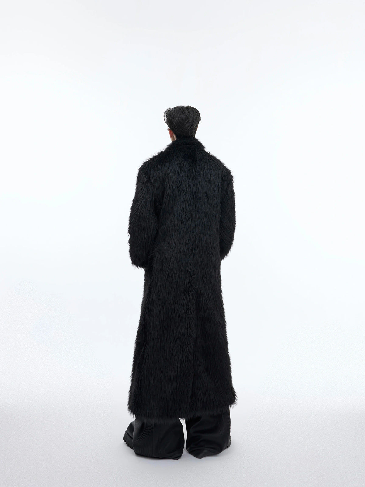 Oversized Faux Mink Fur Long Coat With Raglan Sleeves - main image 3