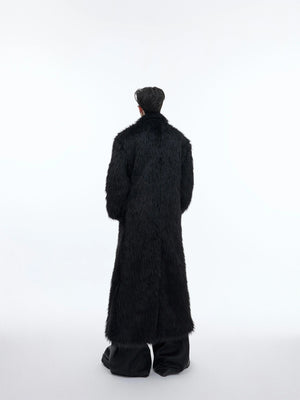 Oversized Faux Mink Fur Long Coat With Raglan Sleeves - main image 3