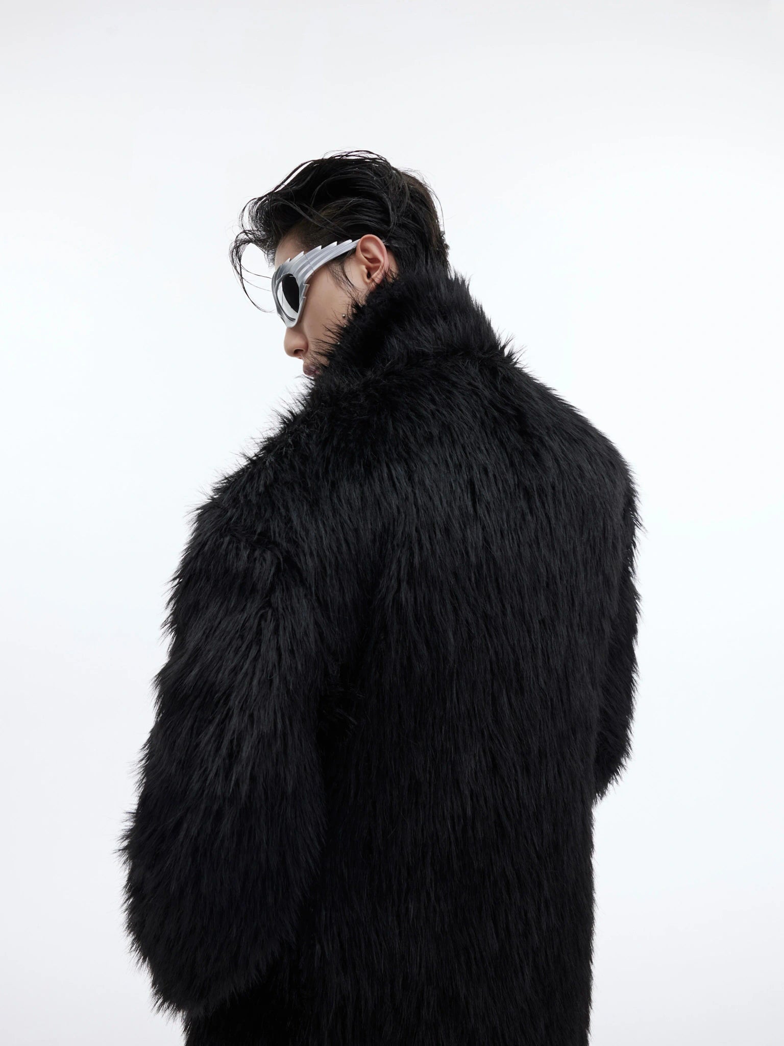 Oversized Faux Mink Fur Long Coat With Raglan Sleeves - main image 4