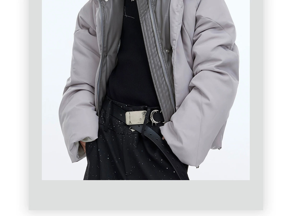 Liquid Sheen Layered Padded Jacket | Relaxed Fit - description image 1