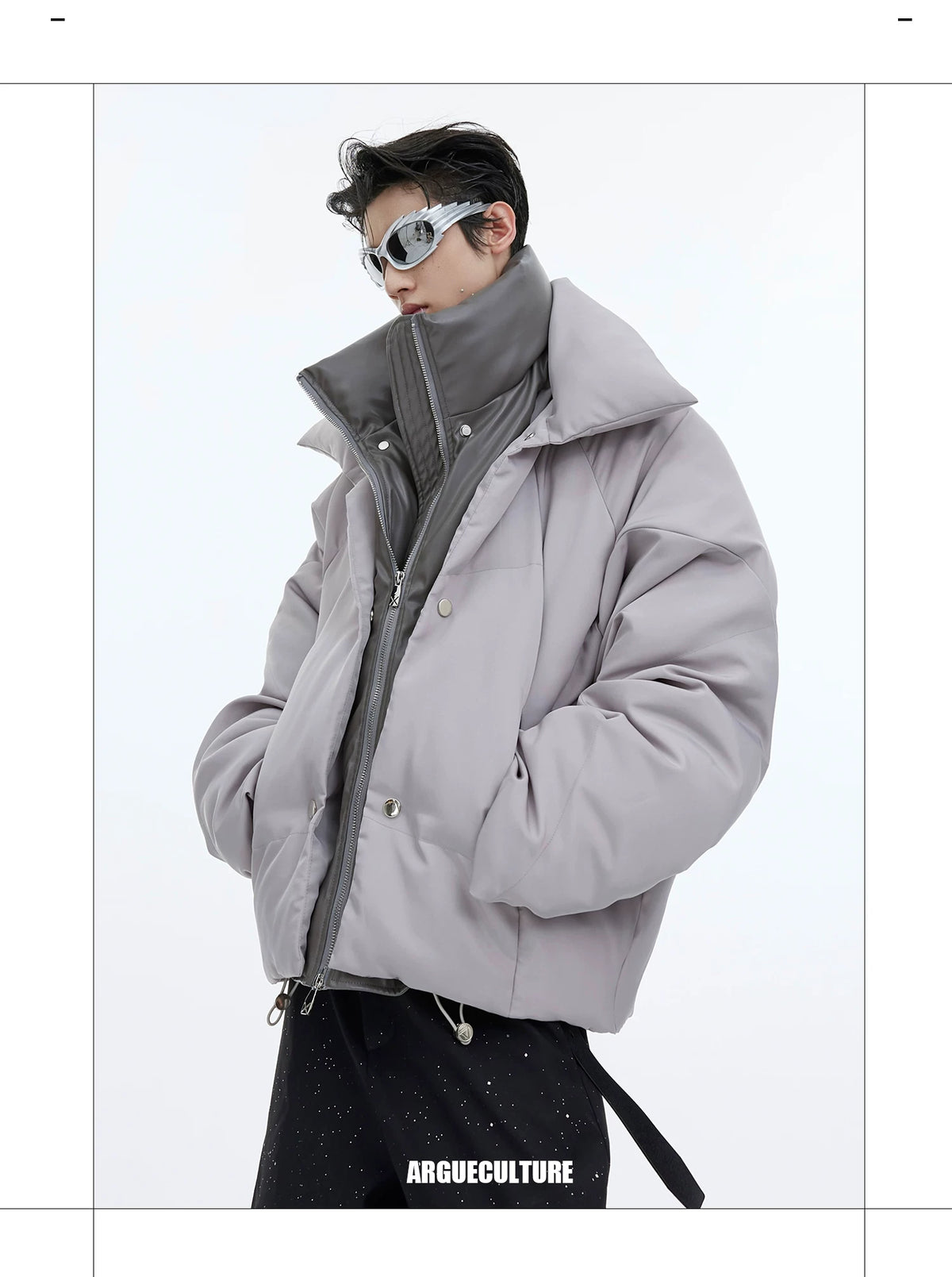 Liquid Sheen Layered Padded Jacket | Relaxed Fit - description image 4